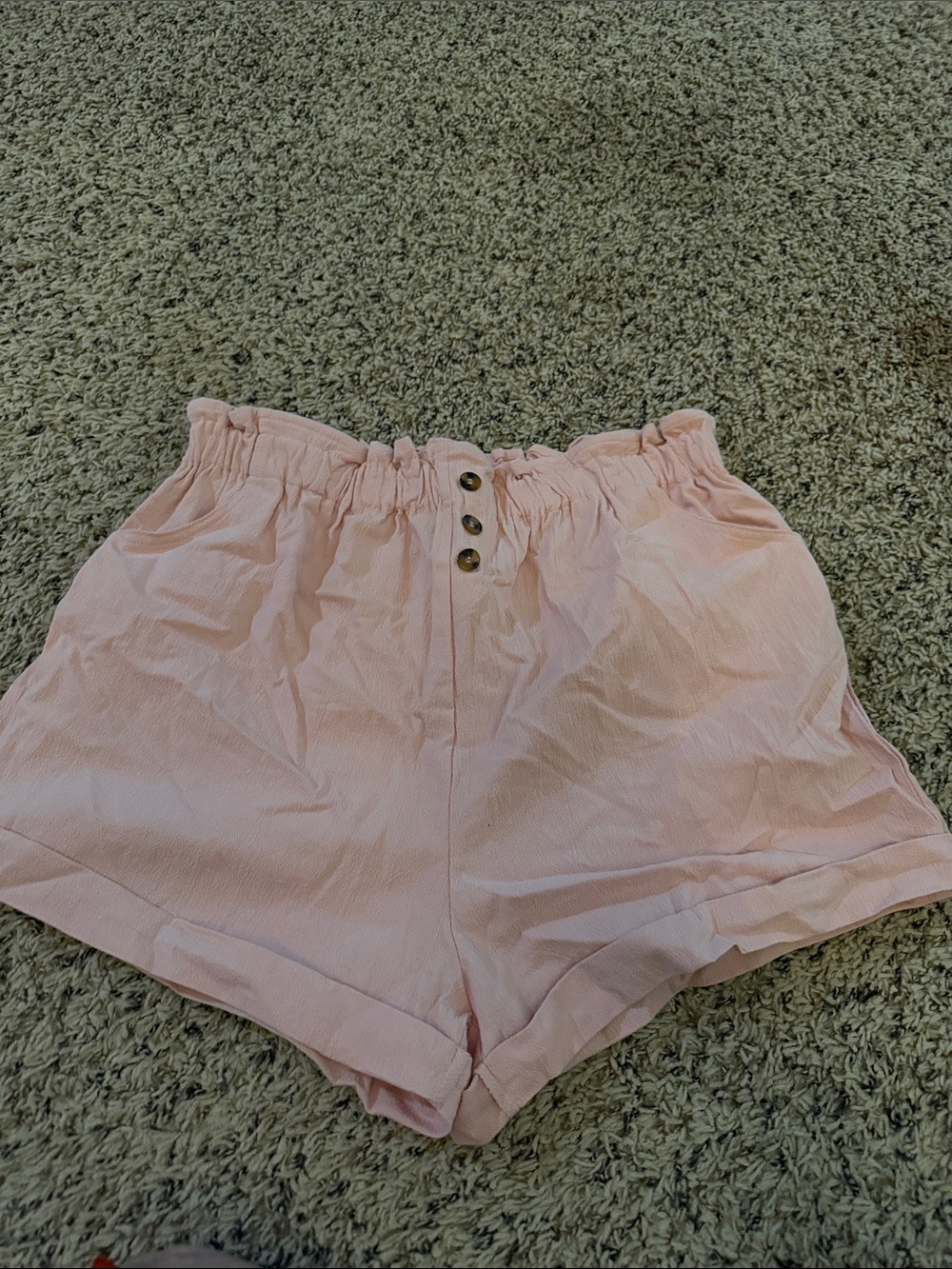 Francesca's Collections Blush High-Waist Paperbag Shorts